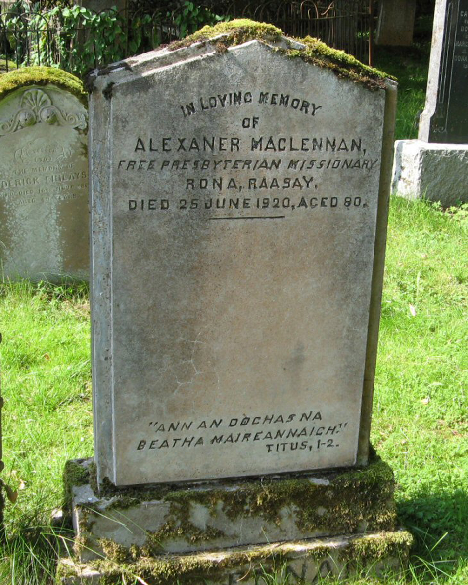 Photo of headstones/Alexander MacLennan died 1920 MI Lochcarron Old